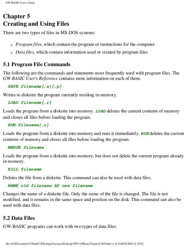 gw basic programs examples